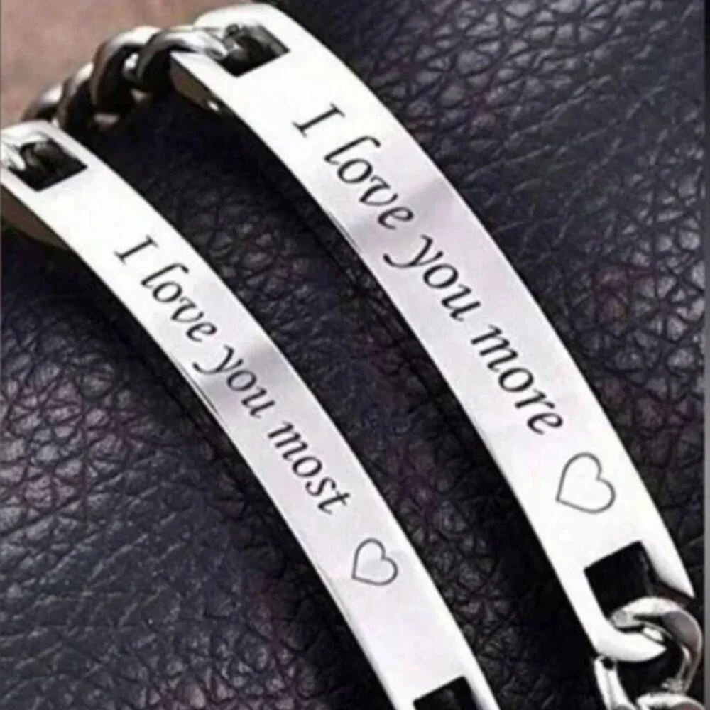 2 Set Titanium Steel Engraved 